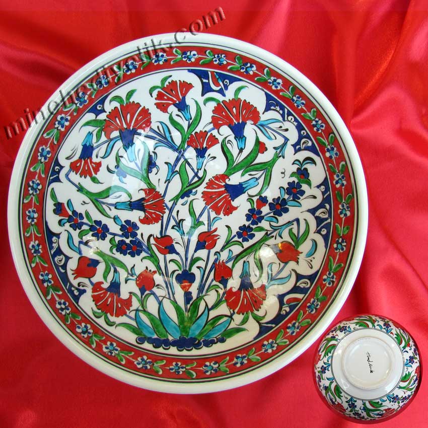 25 cm El Yapımı Seramik Çini Kaseler Klasik Ottoman Turkish Hand Made Bowls