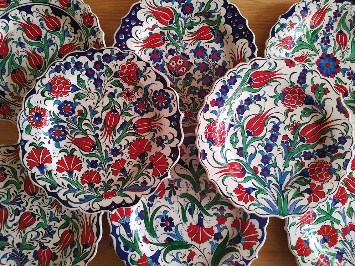 25cm Çini Tabak Modelleri Motifleri Traditional  Turkish Ceramic Plates Handmade Ottoman İznik Kutahya