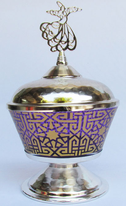 TR301650-14 Selçuklu Yıldız Motifli Mevlana Semazen Başlıklı Osmanlı Gümüş Kaplama Şekerlikler