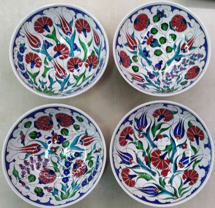 30 cm El Yapımı Seramik Çini Kaseler Klasik Ottoman Turkish Hand Made Bowls