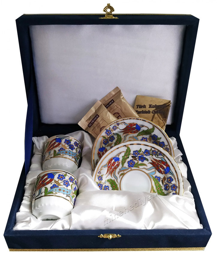 Turkish Coffee Cup Set for Two Kutahya