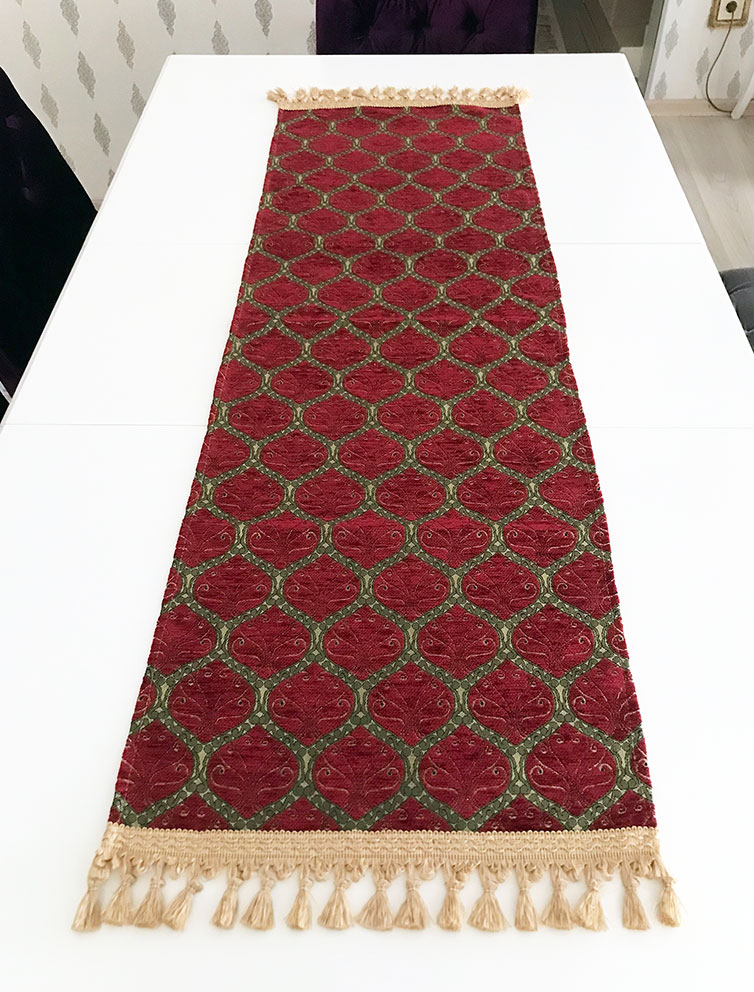 Red Vintage Anatolian Patterned Turkish Ottoman Style Wholesale Soft Cotton Table Runner High Quality Cheap Decorative Tablecloth Aztec Moroccan Style Ethnic Design Table Runner