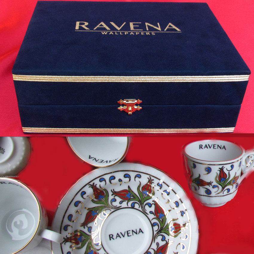 Baskılı Hediyelik  Kutulu Cezveli Kahveli Türk Kahvesi Fincan Setleri