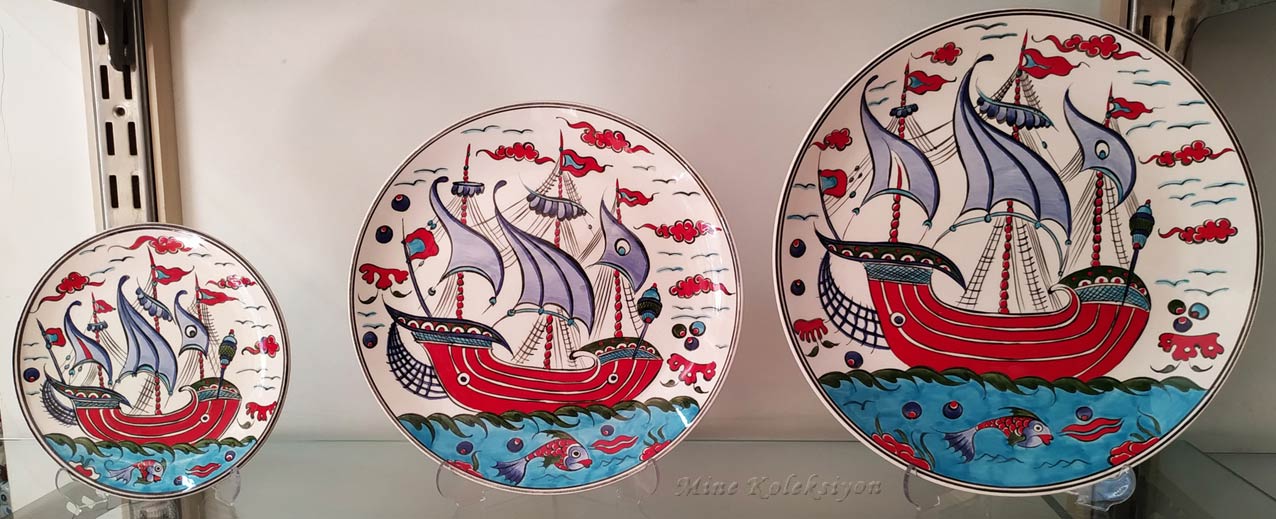 Osmanlı gemi desenli özel çalışma tabak setleri