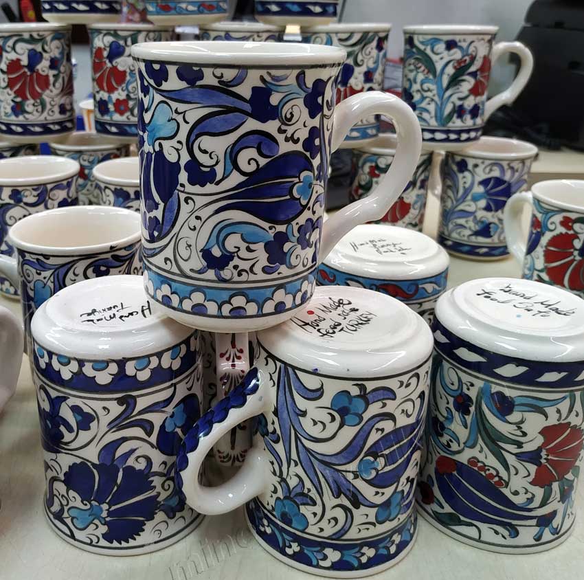 Çini bardak desenleri Betül mavisi mavi-beyaz Lead Free Kurşunsuz Kullanıma Uygun Çiniler ve seramik kupalar ve bardaklar