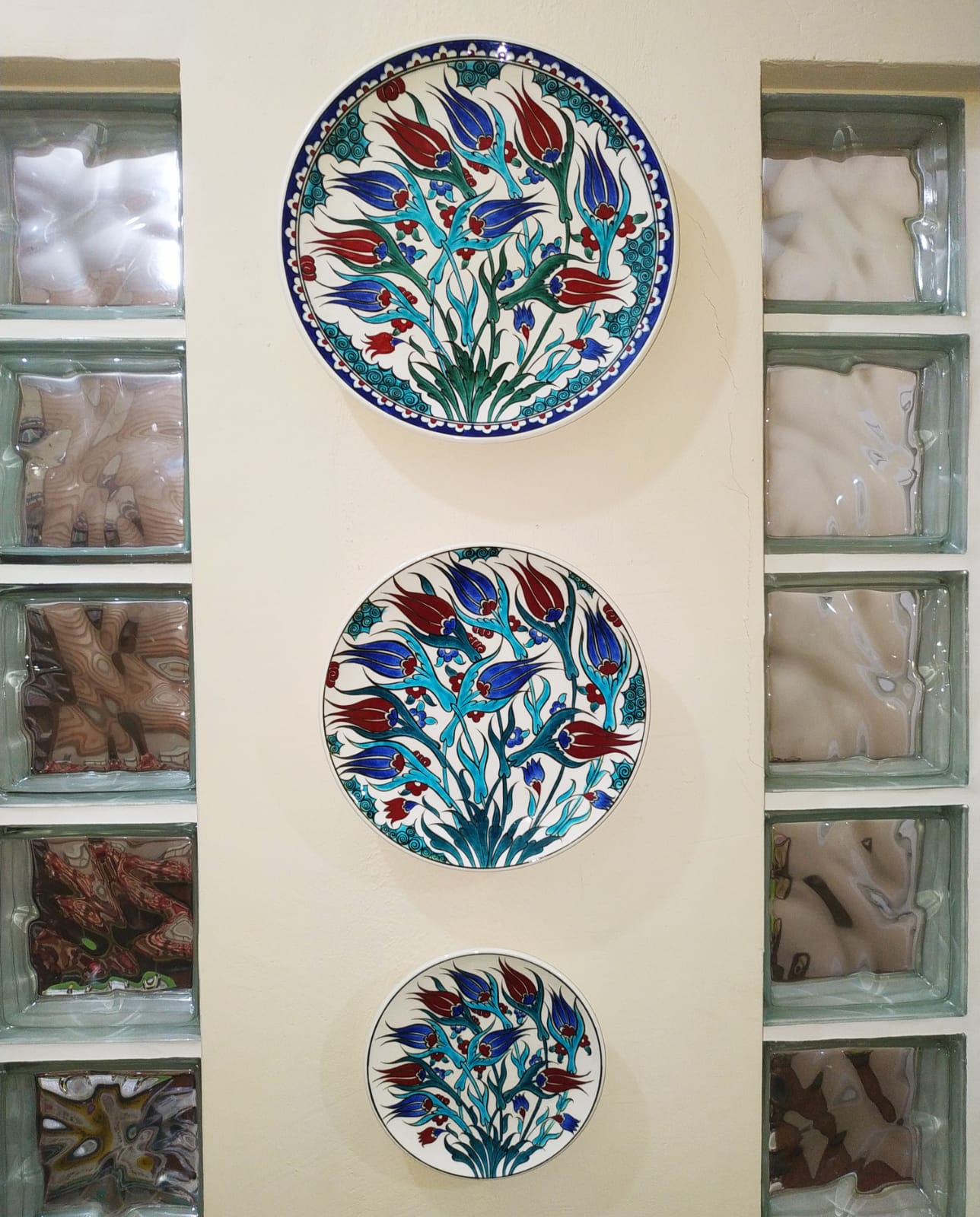 Çini duvar süslemeleri İznik Tarzı Koleksiyon Set dekoratif duvar süsleri Üçlü  tabak seti