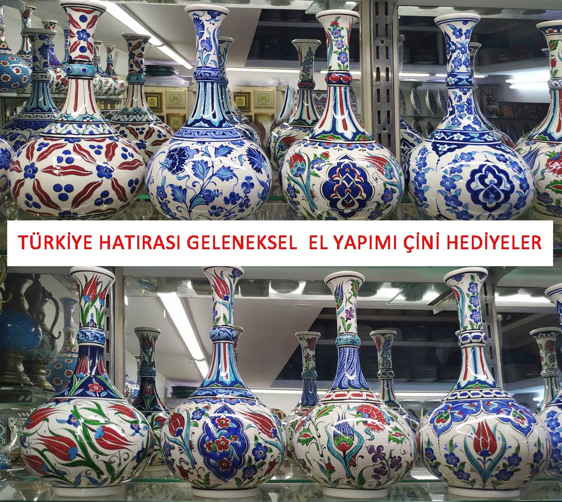 Makam Hediyesi Klasik Osmanlı Çini Vazo Desenleri Kadife Kutulu Misafir Hediyeleri