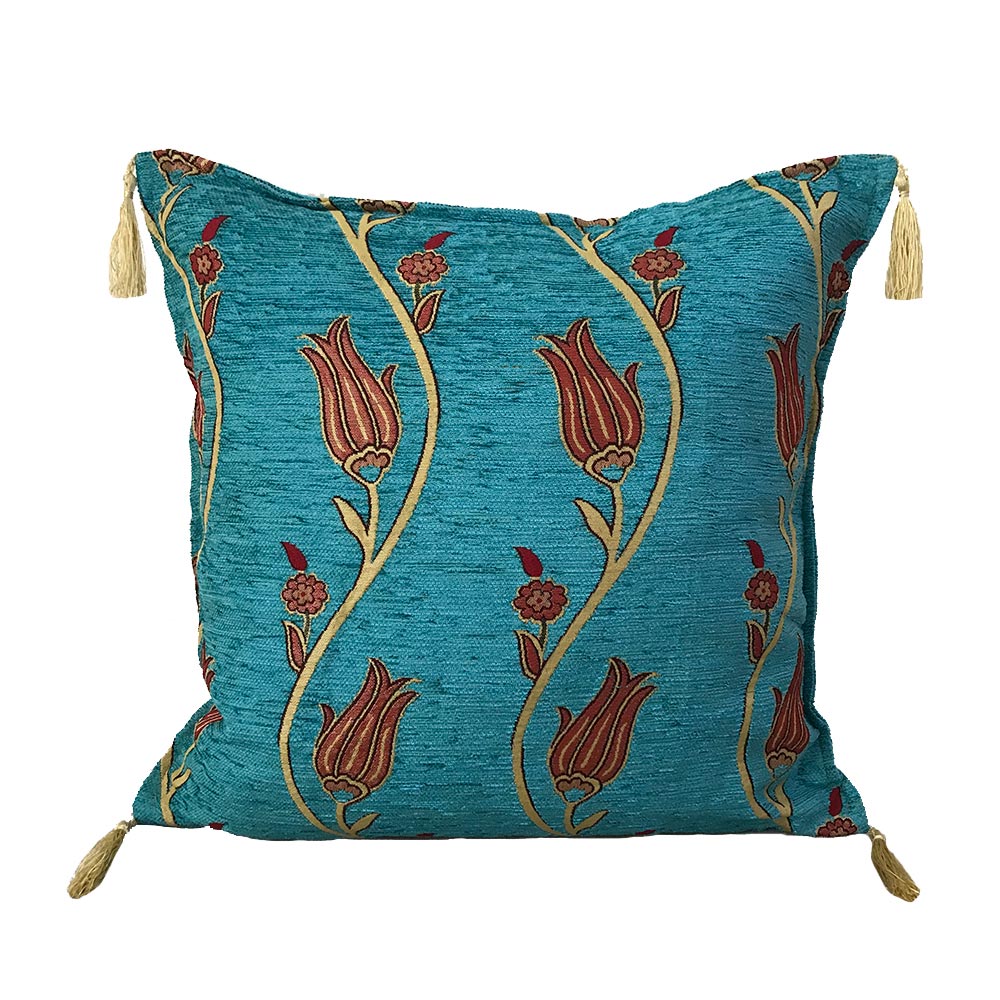 Turquoise Tulip Design Cushion Cover Trend Design Modern Style Throw Pillow Top Wholesale Cheap Price Double Sided Cushion Cover Red Tulip Patterned Pillow