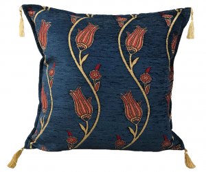 Vintage Tulip Patterned Fringed Cushion Case Great Color Matching Special Design Compatible Anywhere Ethnic Quality Woven Fabric Cushion Cover
