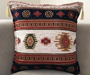 Traditional Tapestry Kilim Design Cushion Eastern Culture Floor Cushions Orient Corner Unusual Motifs Traditional Pillow Cases Housewarming Gifts